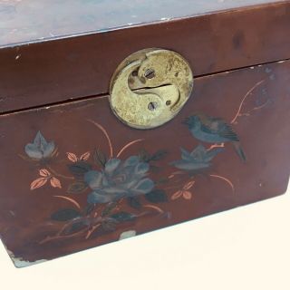 Vintage Chinese Hand Painted Tea Box Tin With Tea 5