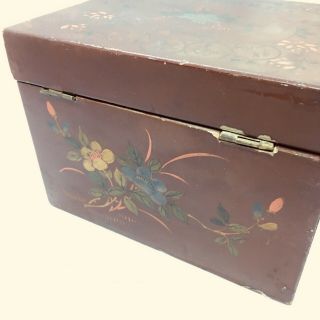 Vintage Chinese Hand Painted Tea Box Tin With Tea 6