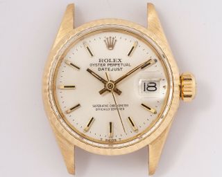 Vintage Rolex 18k Yellow Gold Lady - Datejust Ref.  6517 Head Out Of Estate