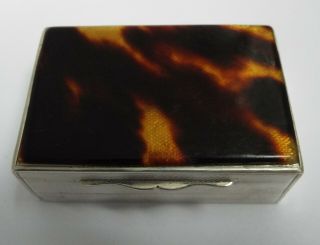 A English Antique 1925 Solid Sterling Silver & Faux Tortoiseshell Snuff Box