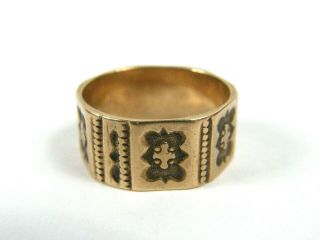 Antique Victorian Edwardian 10k Solid Gold Wide Cigar Band Ring Hand Stamped