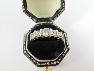 Vintage Estate 14K Round Diamond Bar Set Wedding Anniversary Ring 1CT Sz 5.  5 2