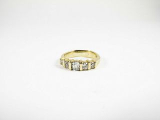 Vintage Estate 14K Round Diamond Bar Set Wedding Anniversary Ring 1CT Sz 5.  5 7