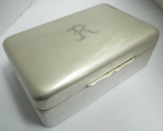 Fine Large Heavy Gauge English Antique 1912 Sterling Silver Cigarette Table Box