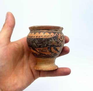 Indus Valley Ca.  2200 Ad Terracotta Cup Depicting Zebu Bull