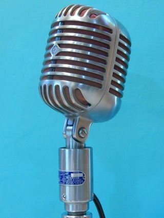 Vintage 1950s Shure 556 Fatboy Microphone And Stand Antique Deco Old Elvis Usa