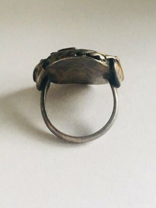 WW2 Era Trench Art Ring Sterling Silver Cut Out Coin Mercury Dime Size 5.  5 3