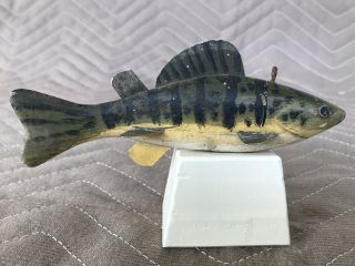 Vintage Isaac Goulette Perch,  Ice Spearing,  Fish Decoy,  Michigan,  1930 ' - 40 ' s. 7