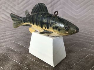 Vintage Isaac Goulette Perch,  Ice Spearing,  Fish Decoy,  Michigan,  1930 ' - 40 ' s. 8