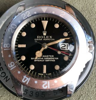 Vintage Rolex GMT Master 1675 Gilt Dial from 1960s full set Chrono Cert Punched 3