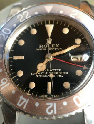 Vintage Rolex GMT Master 1675 Gilt Dial from 1960s full set Chrono Cert Punched 4