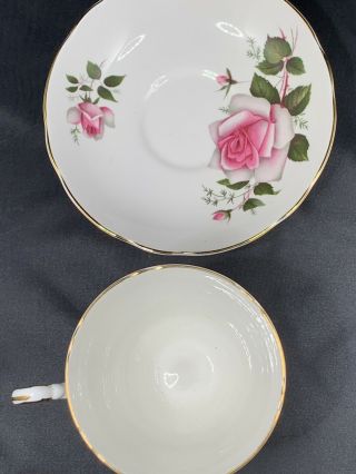 Vintage Regency Bone China England Pink Rose Flowers Tea Cup and Saucer 3