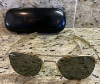 Vintage American Optical 5 1/2 Ao Pilot Sunglasses 1960 Vietnam Era Aviators