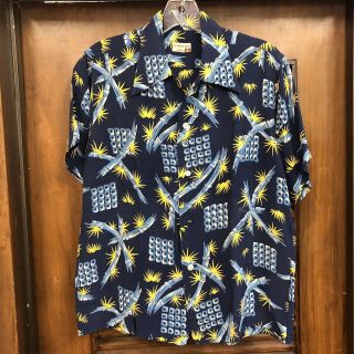Vintage 1950’s Atomic Bamboo Pattern Rayon Rockabilly Hawaiian Shirt - S