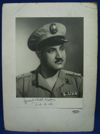 Vintage Egypt 1954 Gamal Abdel Nasser Signed Autographed Large Photo