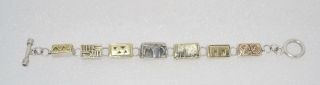 Sterling Akr Amy Kahn Russell With Rustic Goldweight Panels Bracelet