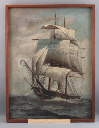 Antique Authentic T.  Bailey Nautical Maritime Clipper Ship Seascape Oil Painting