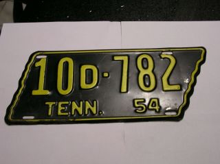 Vintage Tennessee State Shape License Plate (10d - 782) Early Number