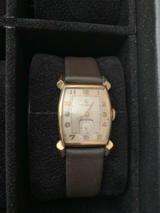 Vintage Helbros Solid 14kt Yellow Gold Men’s Wristwatch Retro