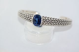 100 Authentic 6 CT Oval Sapphire Vintage 925 Sterling Silver Scaled Bracelet 7 