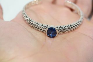 100 Authentic 6 CT Oval Sapphire Vintage 925 Sterling Silver Scaled Bracelet 7 