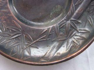 Antique Japanese small metal plate (chataku) with tiger 1900 - 15 handmade 3876 4