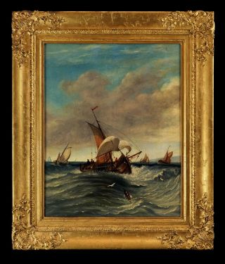 Fine Quality | 19th Century English School Maritime Marine Antique Oil Painting