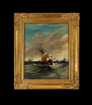 FINE QUALITY | 19th Century English School Maritime Marine Antique Oil Painting 2