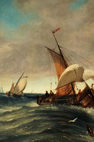 FINE QUALITY | 19th Century English School Maritime Marine Antique Oil Painting 4