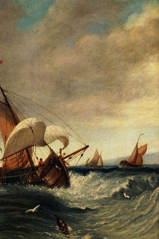FINE QUALITY | 19th Century English School Maritime Marine Antique Oil Painting 6