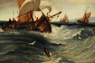 FINE QUALITY | 19th Century English School Maritime Marine Antique Oil Painting 8
