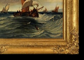 FINE QUALITY | 19th Century English School Maritime Marine Antique Oil Painting 9