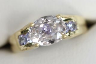 Modern 14 K Gold Tanzanite Amethyst Gemstone Ring Luxury Design Sz (7) N2946