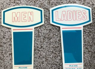 RARE NOS Vintage ASHLAND Men & Ladies Gas Station Restroom Key Holders OIL Sign 2