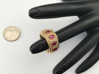 Vintage 14k Yellow Gold,  1.  50,  Ctw Rubies & Diamonds Ring Size 7.  25,  6.  6 Gr.