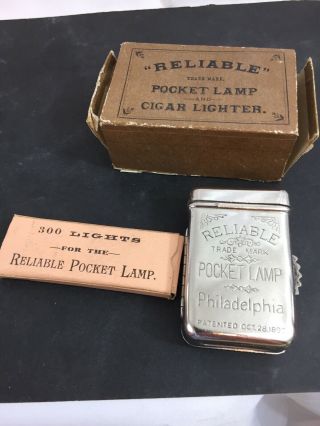 Antique Reliable Pocket Lamp Pocket Cigar Lighter Patented 1890 Near