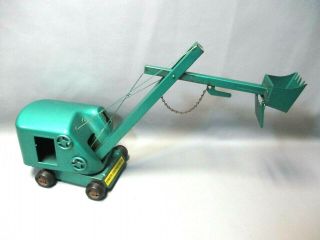 Structo Steam Shovel Pressed Steel Vintage Green Crane Construction Toy.