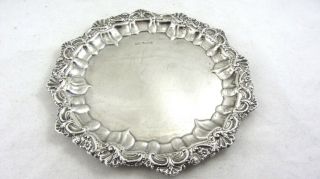 Antique Late Victorian Solid Silver Salver Card Tray Sheffield Hm 1895