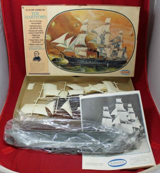 1966 Aurora The Hartford Civil War Sail Ship Model - Farragut - Vintage Unbuilt