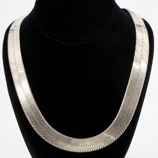 Sterling Silver - Italy 16mm Herringbone Chain Link 24.  25 " Necklace - 108g