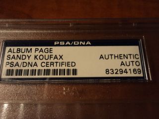 SANDY KOUFAX - Signed VINTAGE ALBUM PAGE Brooklyn/ Dodgers PSA DNA AUTHENTICS 3