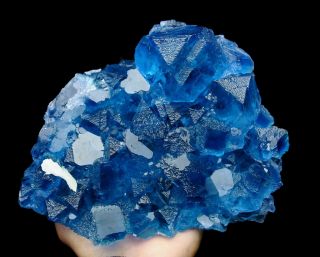Rare Gem - Grade Transparent Blue Fluorite & Calcite Symbiosis Specimen/china
