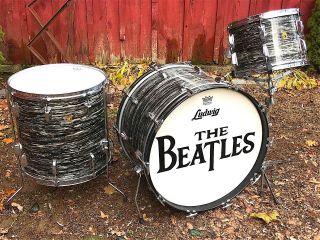 Vintage 1960 ' s Ludwig Black Oyster Pearl 13/16/22 Drum Set with RARE VIRGIN BASS 2