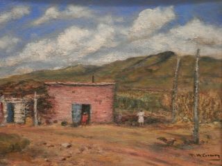 OLD ANTIQUE Listed Artist Fine Art OIL PAINTING artwork Texas Landscape 2