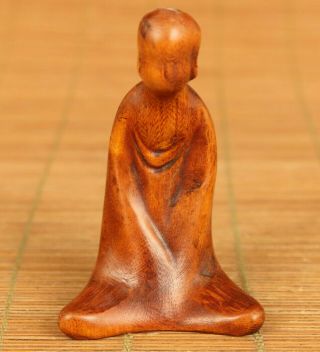 Chinese Old Boxwood Handcarved Buddha Statue Netsuke Table Home Decoration