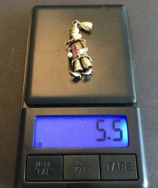 Vintage 14k Yellow Gold Moveable 3d Clown Pendant Charm