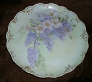 Vintage Porcelain Plate Hand Painted Bavaria Germany Floral 10 "