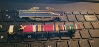 Ww2 Sterling Silver Combat Infantry Badge / Ww2 Ribbon Rack - - See Our Ww2 Store
