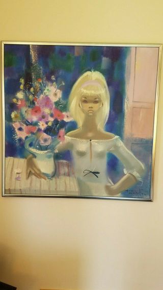 And Extremely Rare Igor Pantuhoff Oil Painting - Big Eyed Girl