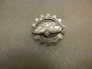 German Volkswagen Stadt Des Kdf Wagens Fallersleben Factory Workers Badge